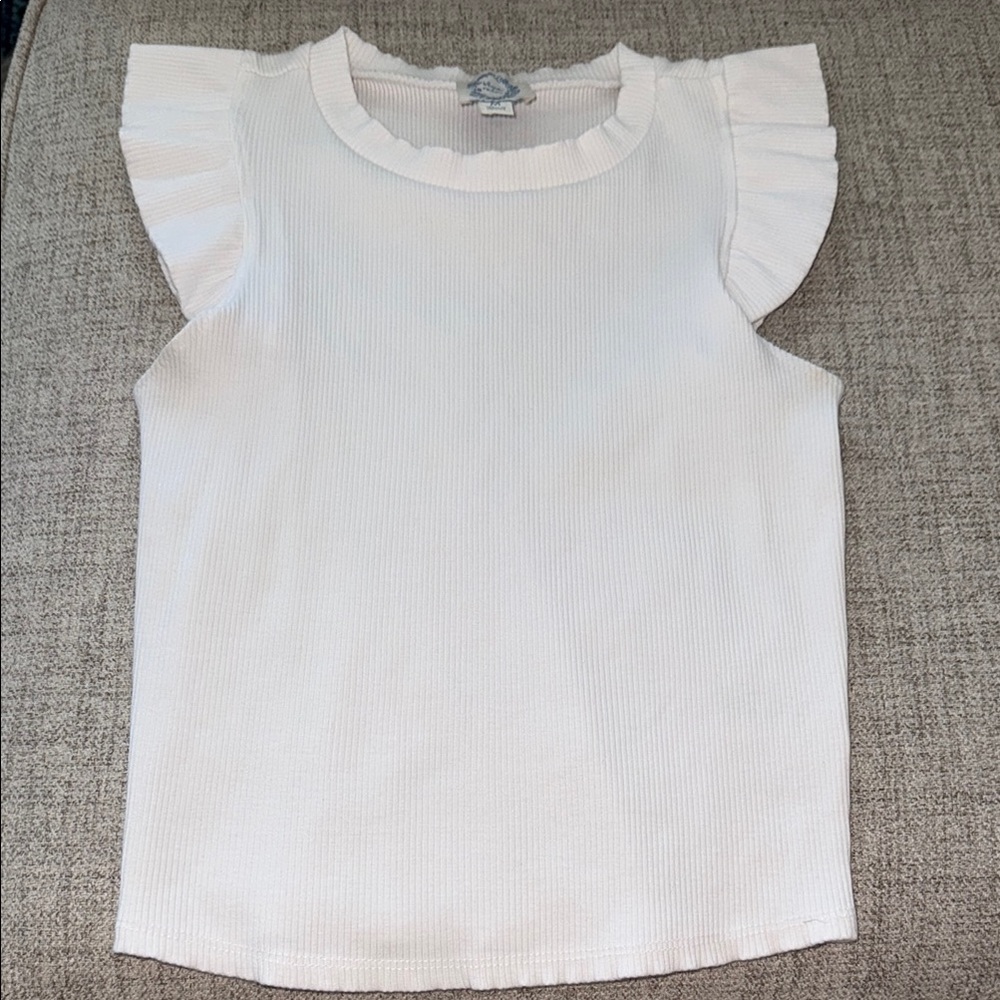 Blue Rain White Blouse Sleeveless Crop Top